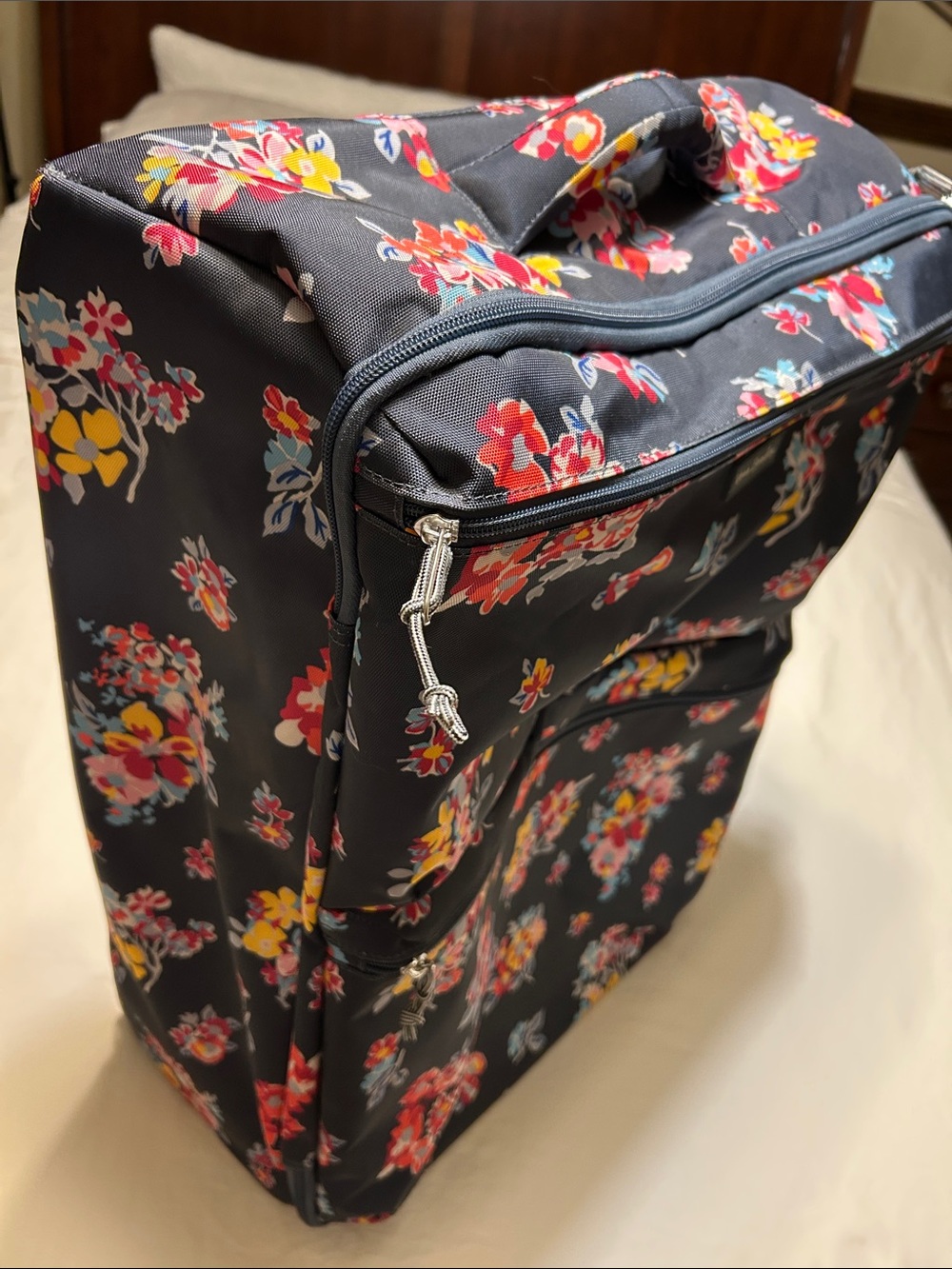 Vera Bradley Navy Floral Rolling Travel Carryall